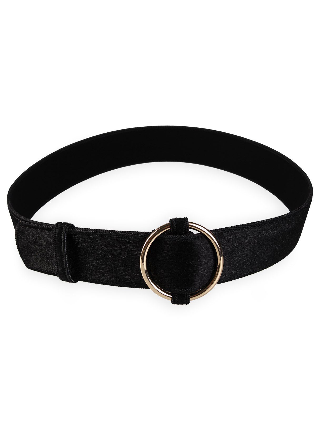 

Vintage Metal Round Buckle Embellished Faux Suede Ladies Waist Belt, Black