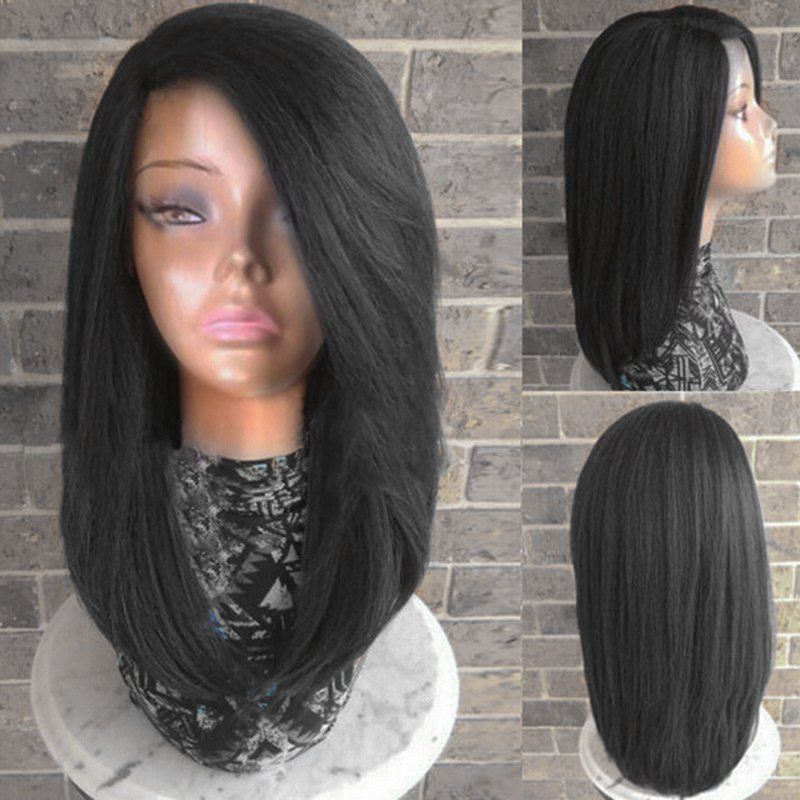 

Side Parting Long Straight Heat Resistant Synthetic Wig, Black