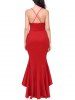 Lace Panel Backless Mermaid Prom Dress -  