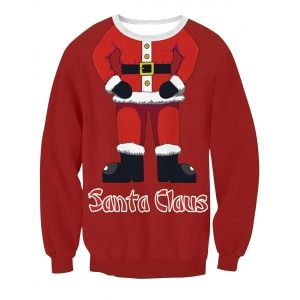 

Santa Claus Body Print Pullover Sweatshirt, Red