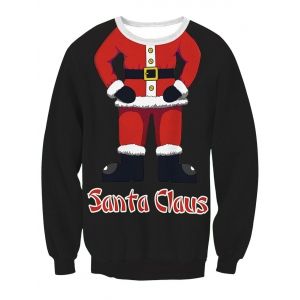 

Santa Claus Body Print Pullover Sweatshirt, Black