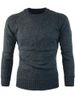 Ribbed Edge Knitted Crew Neck Sweater -  