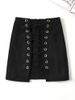 Faux Suede Mini Lace Up Skirt -  