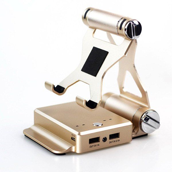 

3 In 1 Bluetooth Speaker 5200mAh Power Bank with Phone Holder, Golden