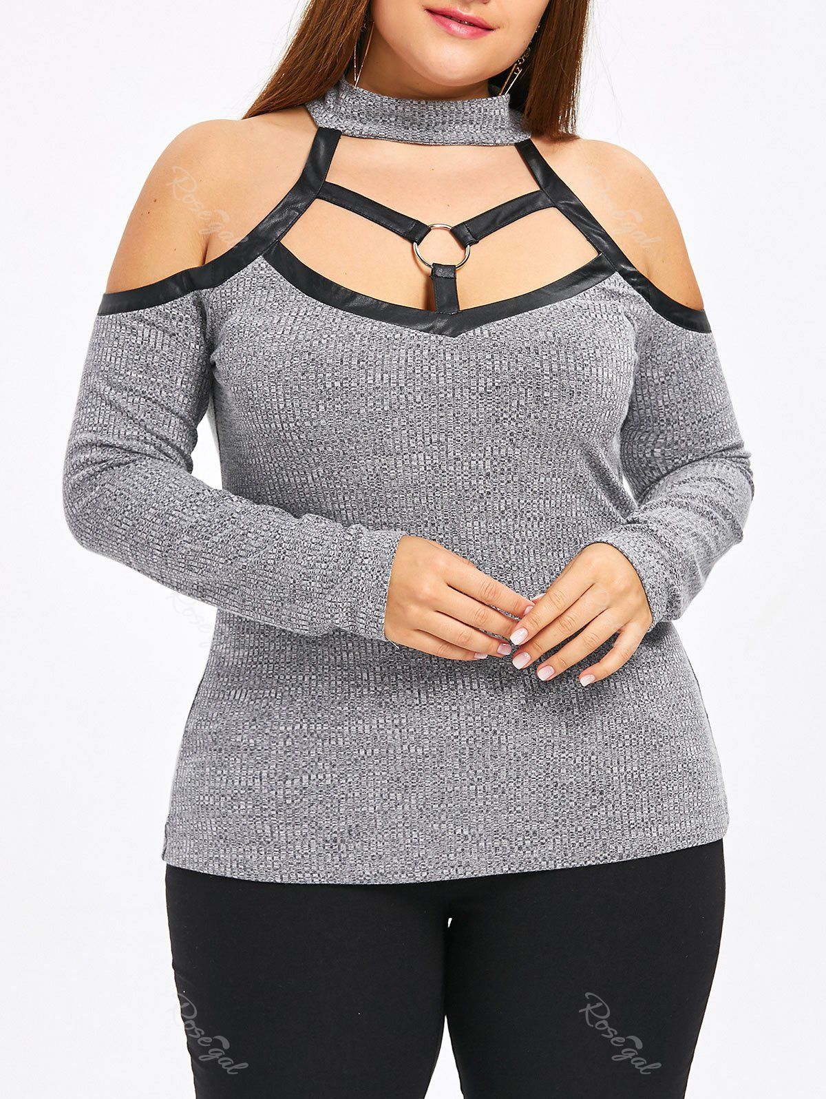 Plus Size Cut Out Mock Neck Top 64 Off Rosegal 6691