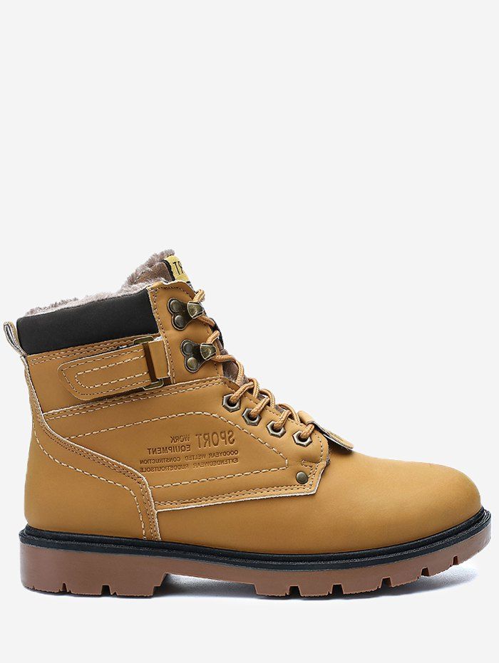 

Round Toe Faux-fur Lined Chukka Boots, Yellow