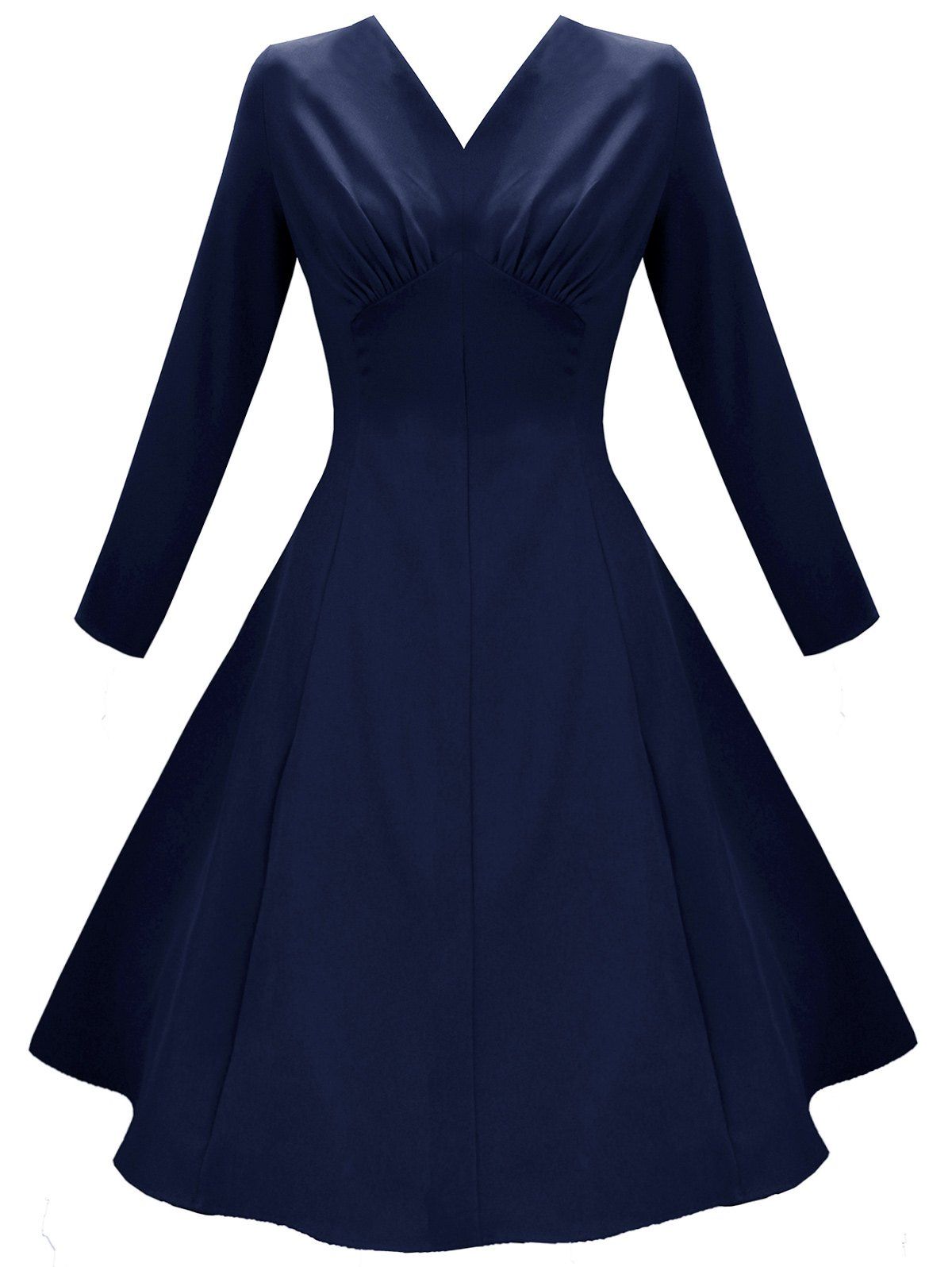 

V Neck Empire Waist Vintage Dress, Purplish blue