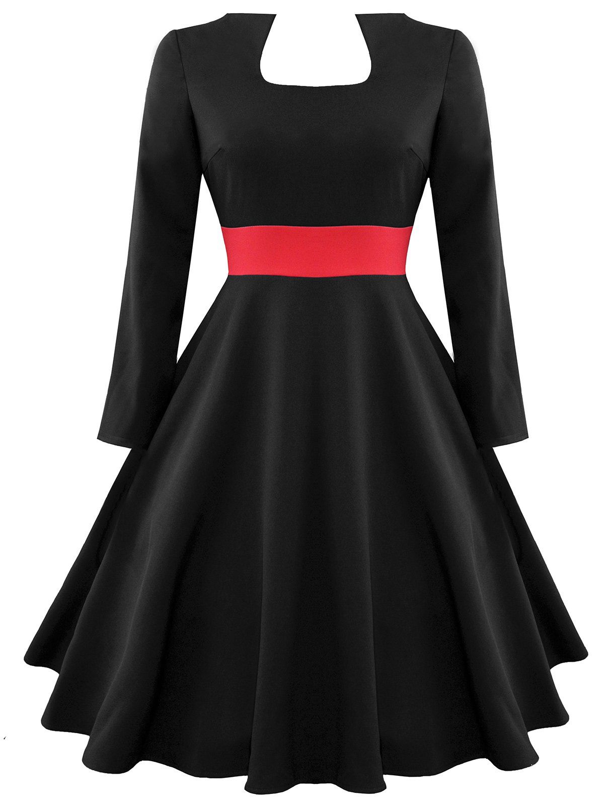 

Vintage Color Block Dress, Black