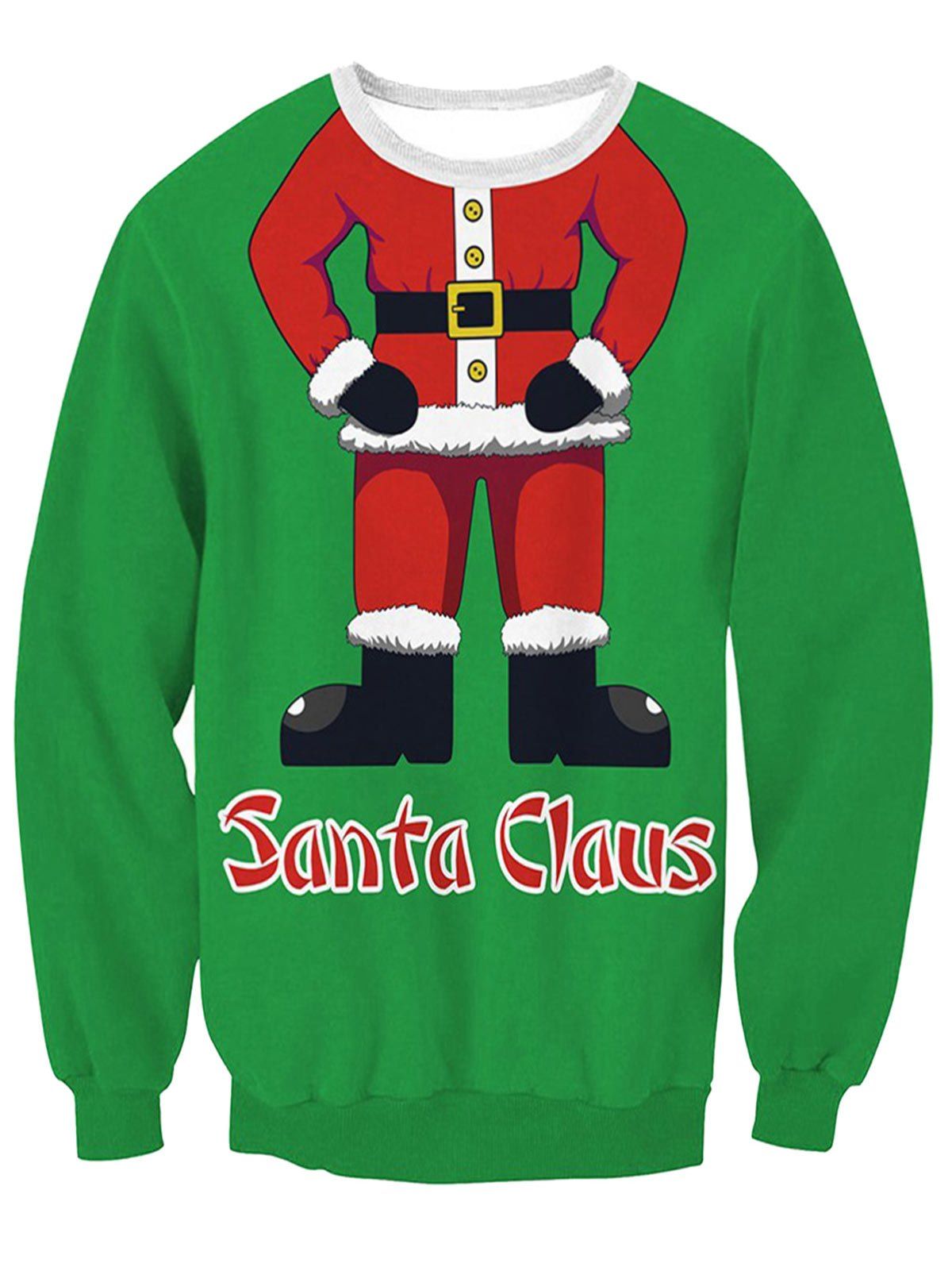 

Santa Claus Body Print Pullover Sweatshirt, Green