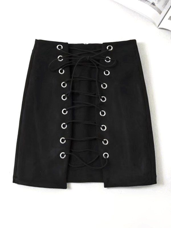 Buy Faux Suede Mini Lace Up Skirt  