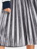 Velvet High Waisted Midi Pleated Skirt -  