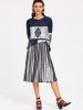 Velvet High Waisted Midi Pleated Skirt -  