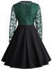 Vintage Leaf Lace Panel Dress -  