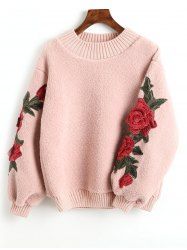 Sweat-shirt en Peau de Mouton à Applique Florale -  