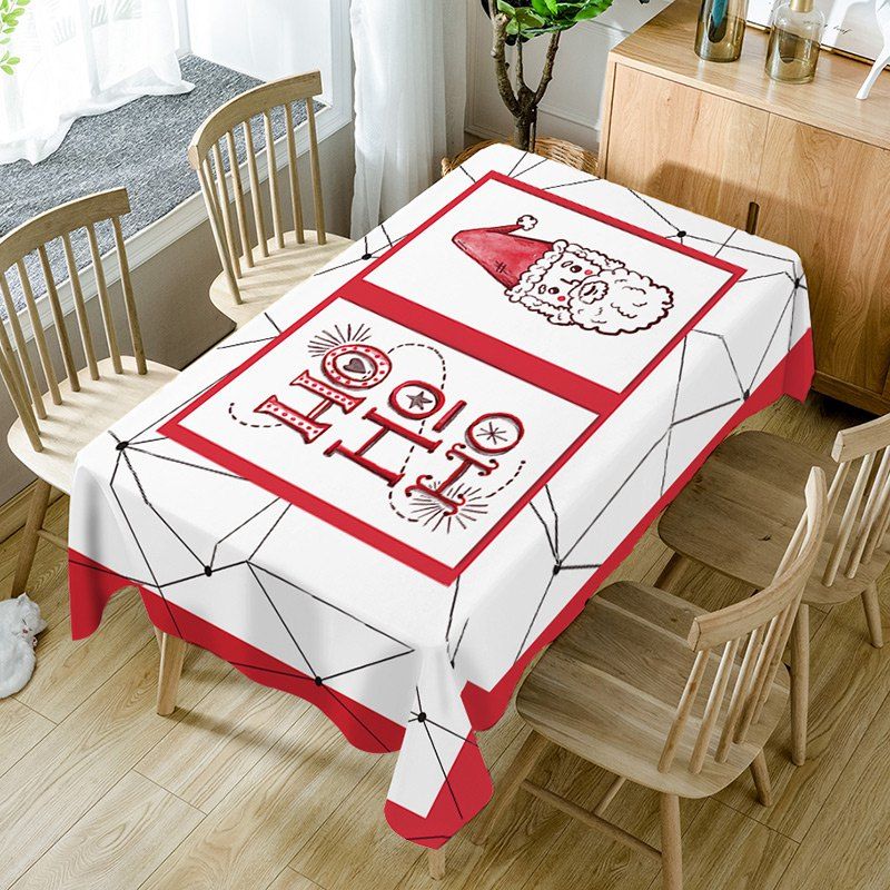 Cheap Christmas Santa Claus Print Fabric Waterproof Table Cloth  