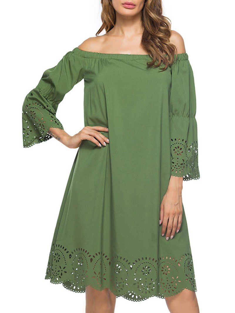 

Bell Sleeve Off The Shoulder Dress, Green