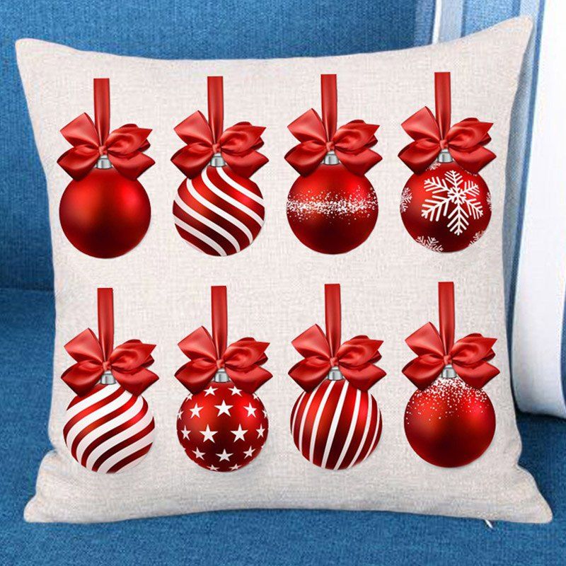 

Christmas Hanging Balls Pattern Throw Pillow Case, Deep red