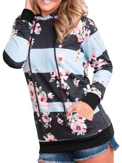 

Drawstring Floral Printed Pullover Hoodie, Colormix