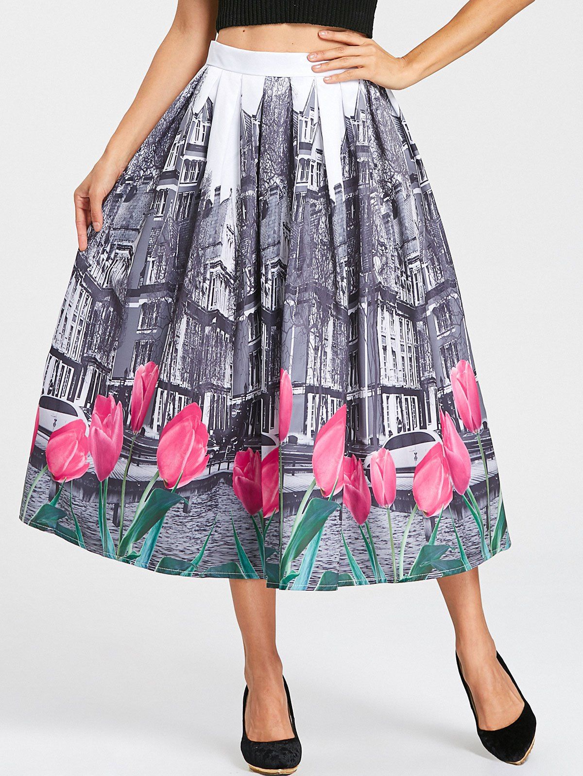 Shops Streetscape Print Pleated Midi Dress  