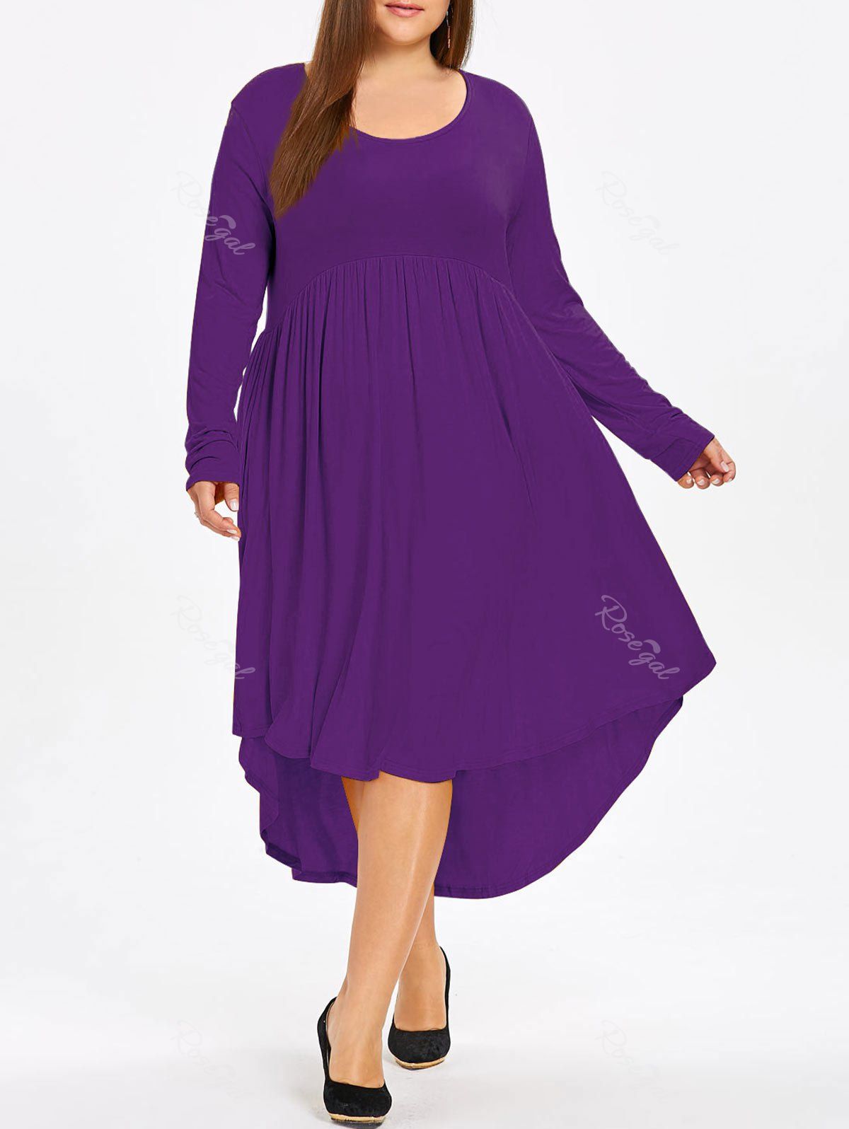 [40 Off] Plus Size High Low Swing Midi Dress Rosegal