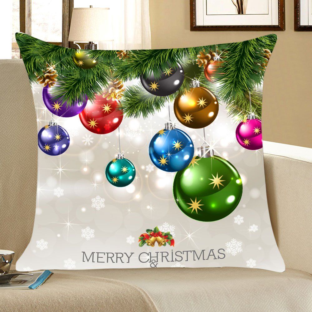 

Christmas Colorful Balls Patterned Throw Pillow Case