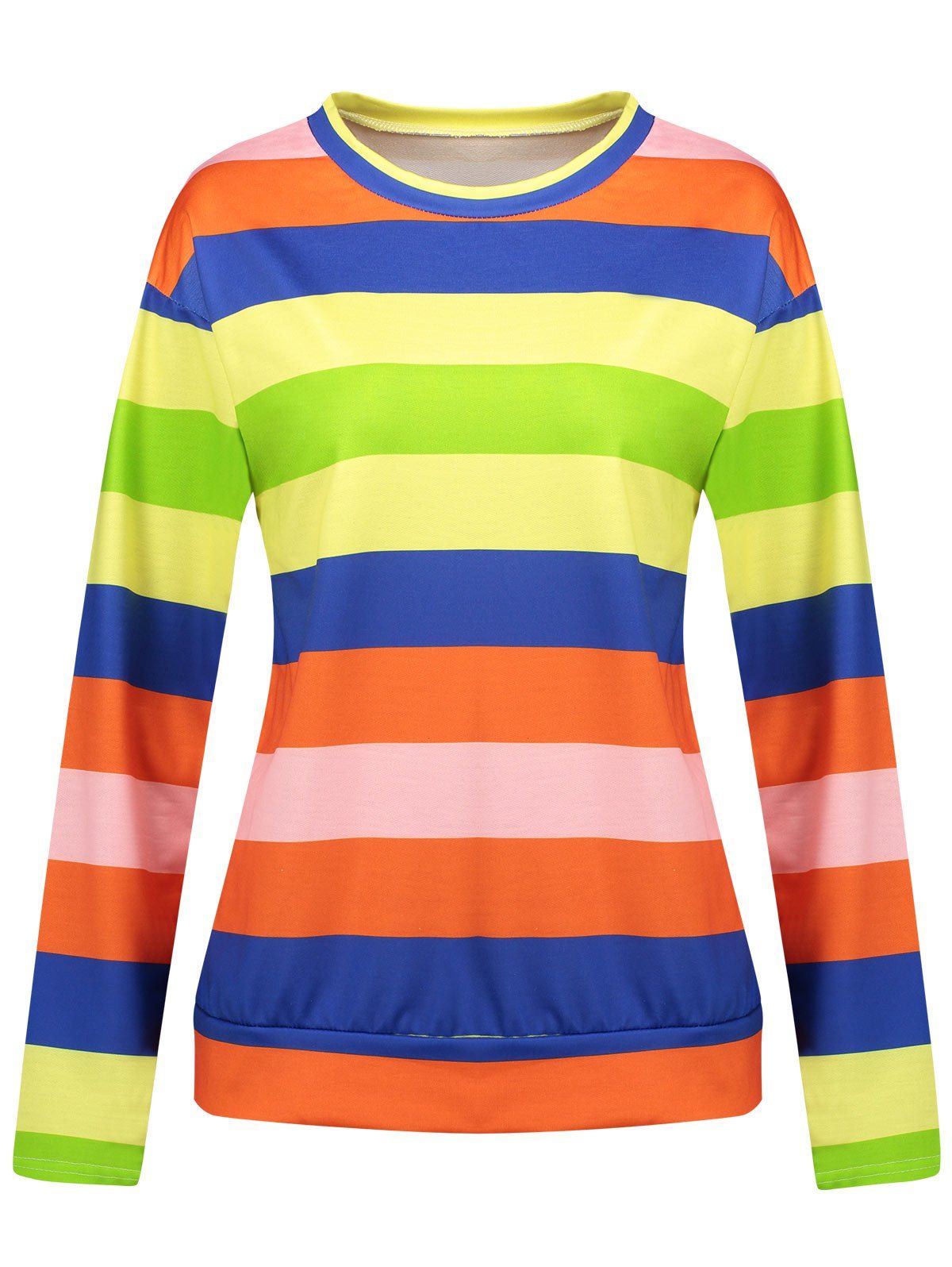 2019 Long Sleeve Rainbow Striped T-shirt | Rosegal.com