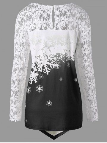 

Christmas Plus Size Santa Claus Lace Trim T-shirt, Black