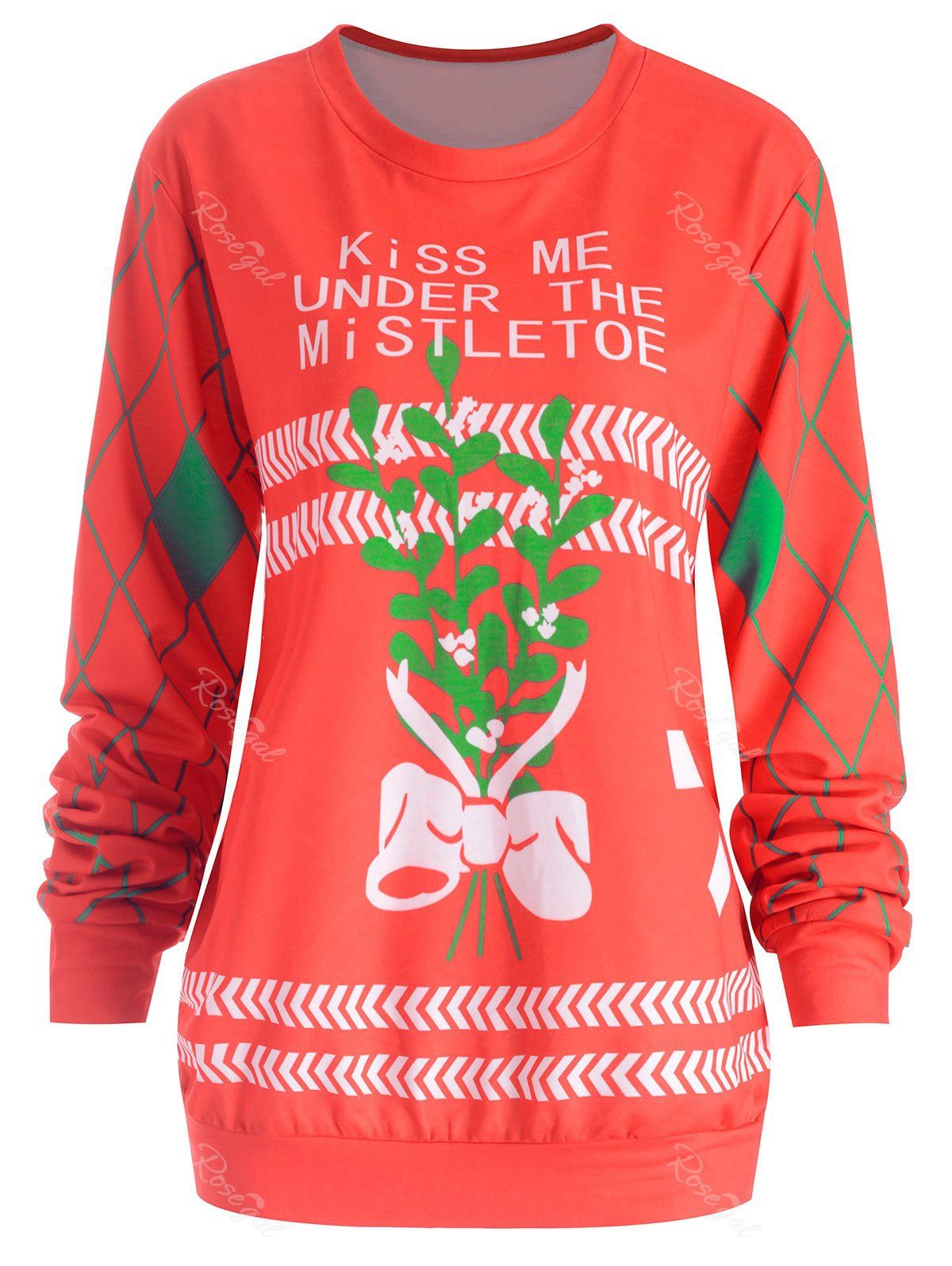 

Plus Size Christmas Bowknot Letter Print Sister Sweatshirt, Bright red