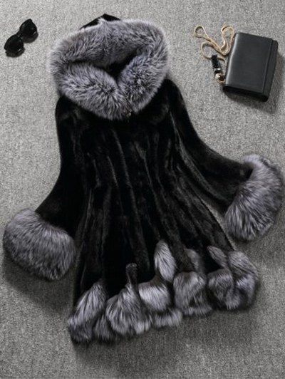 

Faux Fur Hooded Coat, Black