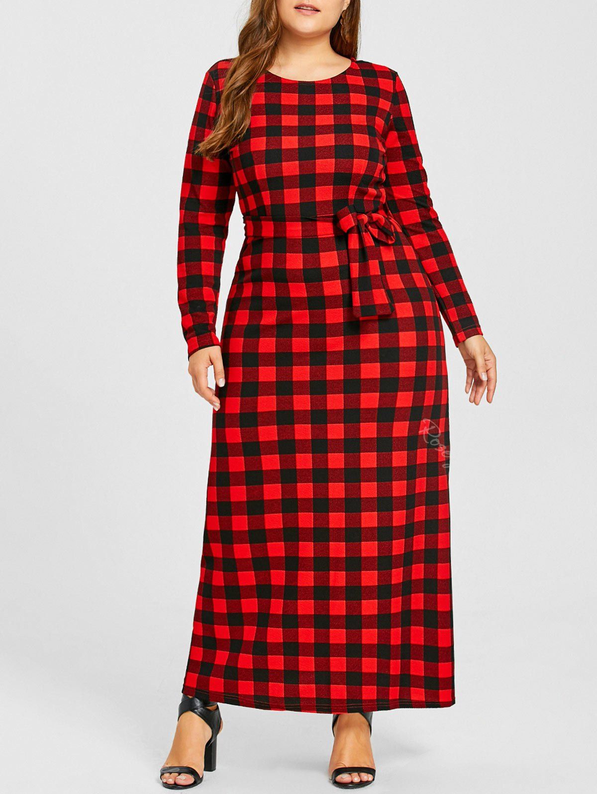 checked maxi dress