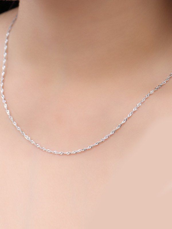 

Alloy Collarbone Wave Chain Necklace, Silver