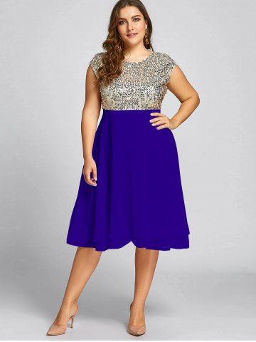 

Flounce Plus Size Sparkly Sequin Cocktail Dress, Royal