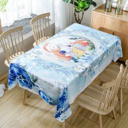 Nappe De Table Imperméable à Imprimé Boule De Noël Et Famille