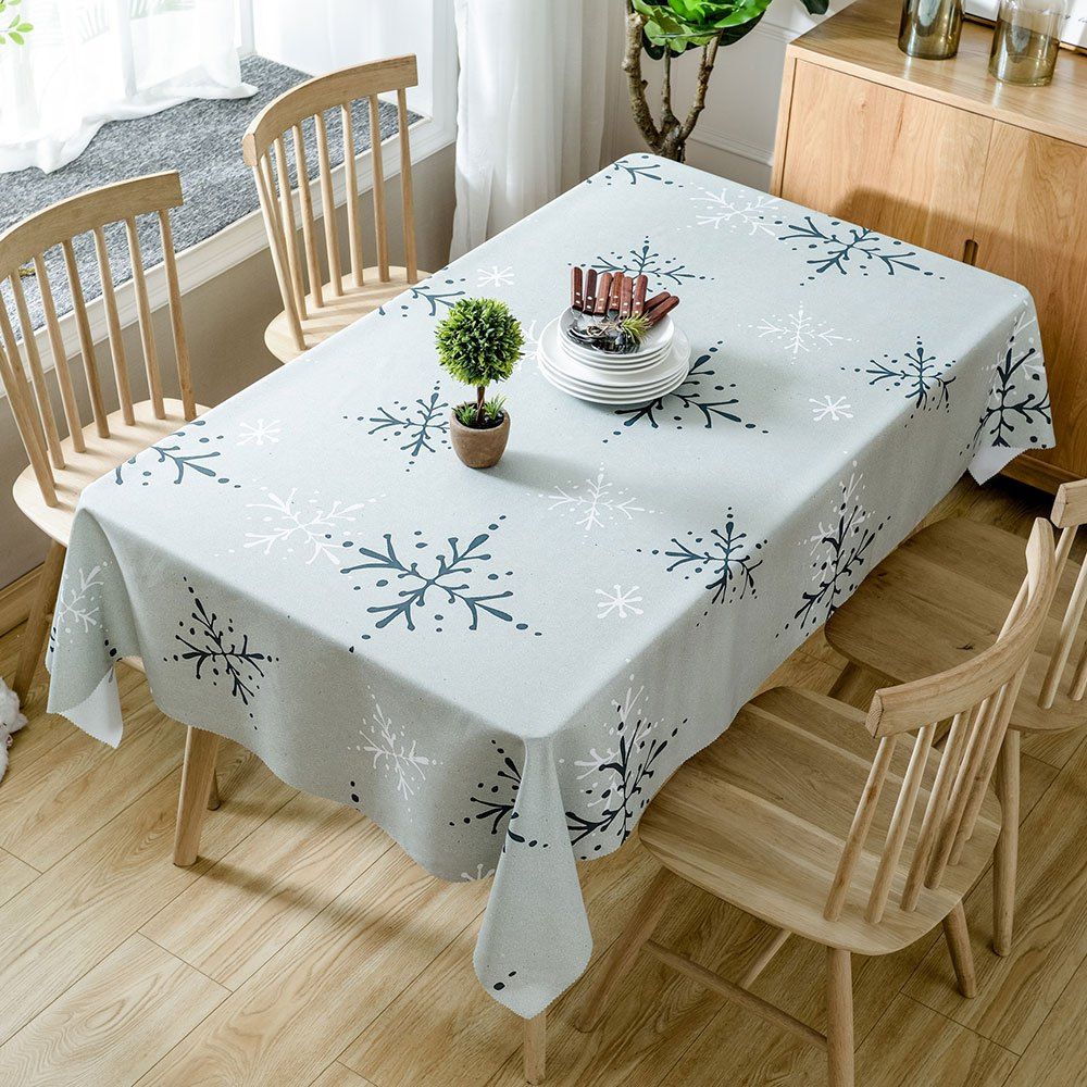 

Christmas Snowflakes Print Fabric Waterproof Tablecloth, Colormix