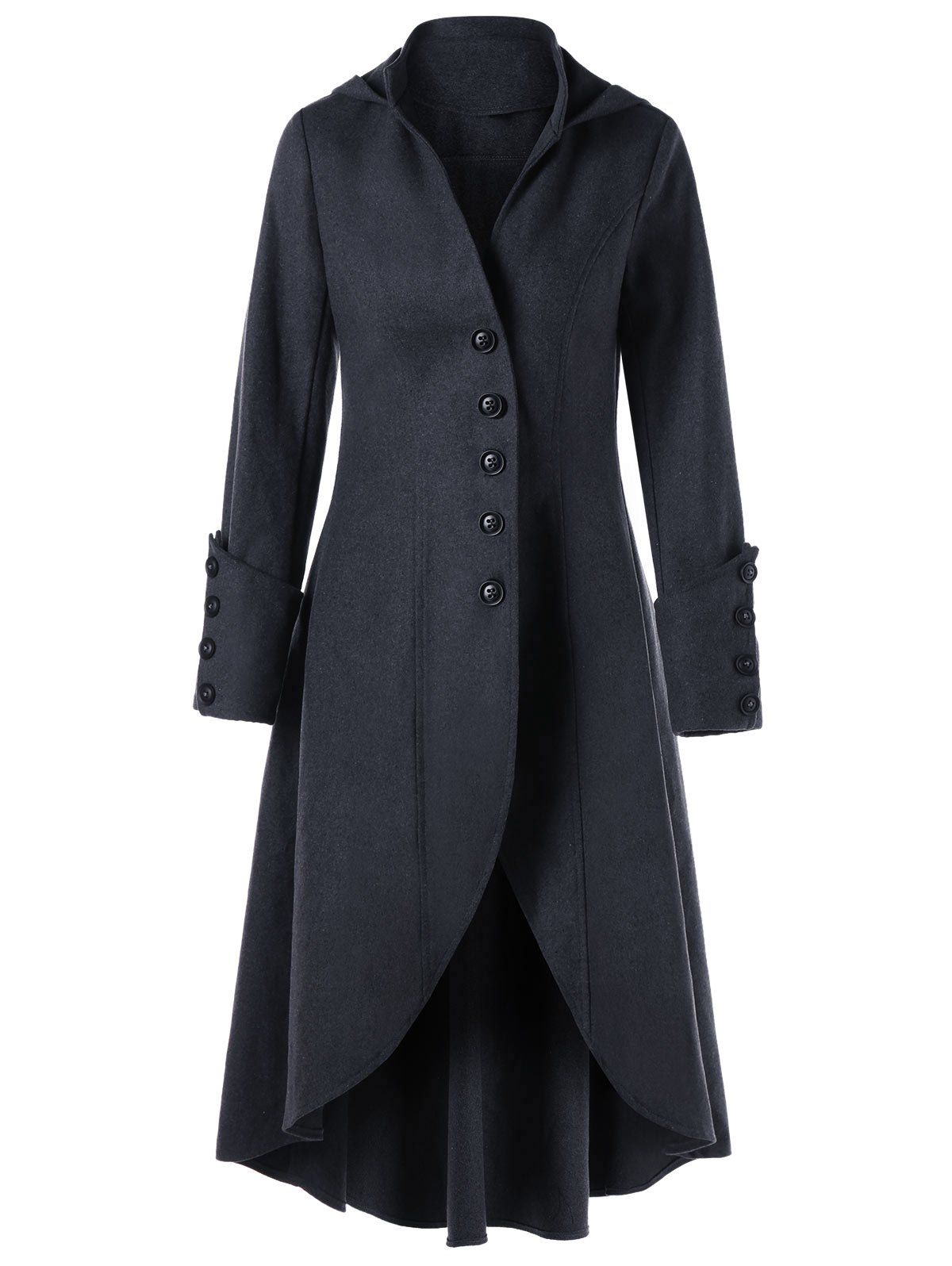 Dark Grey S Lace Up On Cuff Hooded Coat Rosegal Com Best Lace Up On Cuff Hooded Coat