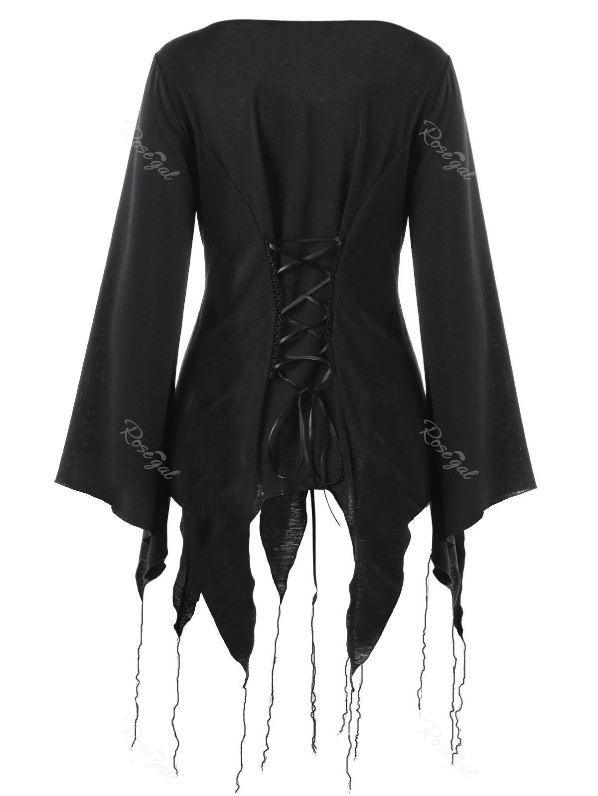 

Plus Size Bell Sleeve Handkerchief Top, Black