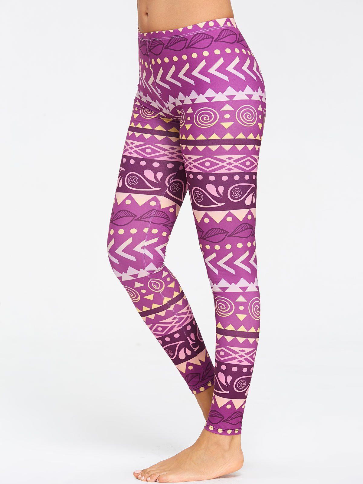

Breathable Chevron Pattern Yoga Tights, Purple