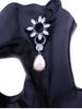 Faux Pearl Rhinestone Floral Teardrop Earrings -  