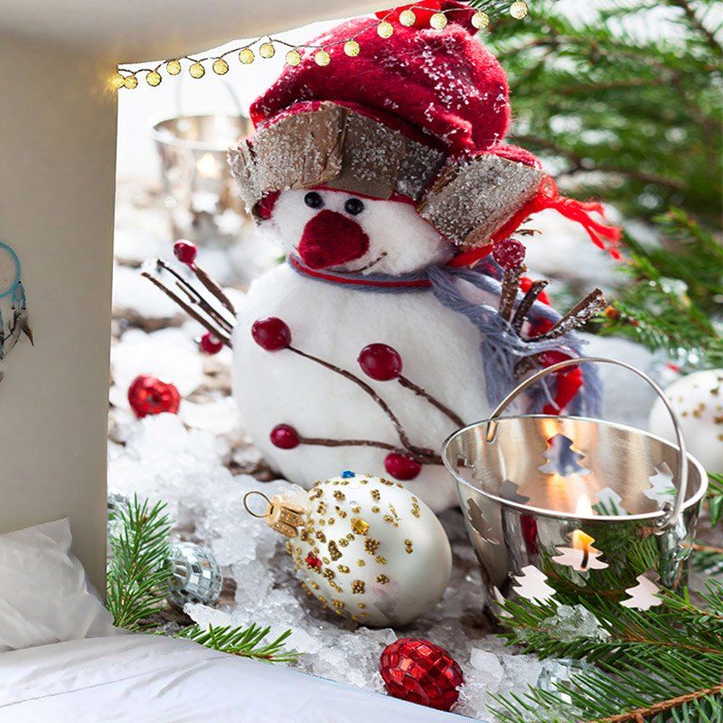 

Snowman Bucket Patterned Wall Art Tapestry, Colorful