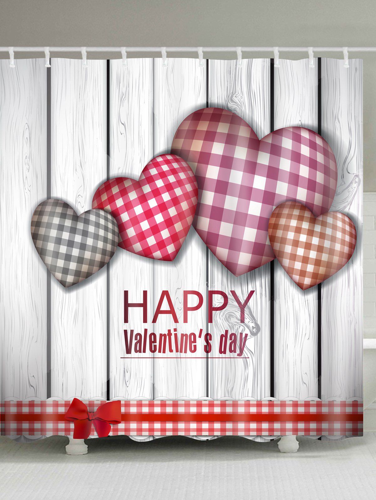 [46% OFF] Plaid Heart Pattern Valentine's Day Waterproof ...