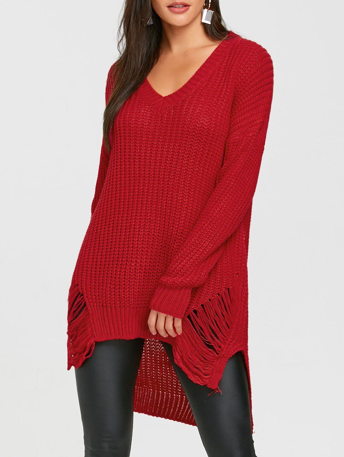 Store High Low Ripped Chunky Sweater  