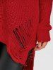 High Low Ripped Chunky Sweater -  
