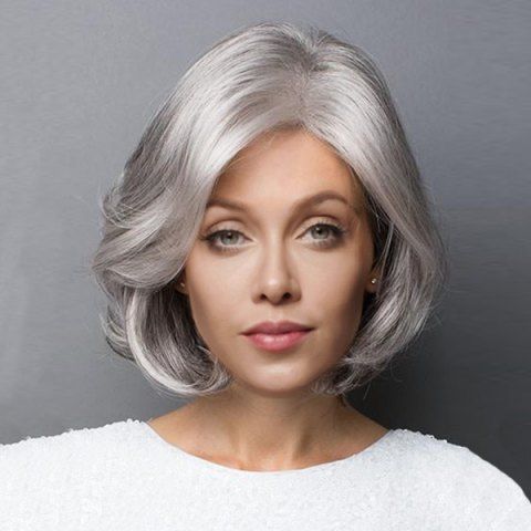 Cheap Short Side Parting Slightly Curled Bob Synthetic Wig