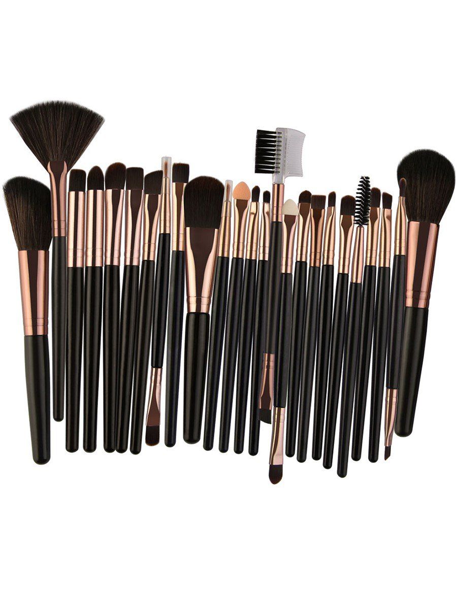 

25Pcs Multifunctional High Quality Fiber Makeup Brushes Set, Black