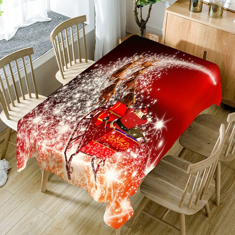 

Christmas Starlight Carriage Pattern Home Decor Table Cloth, Red