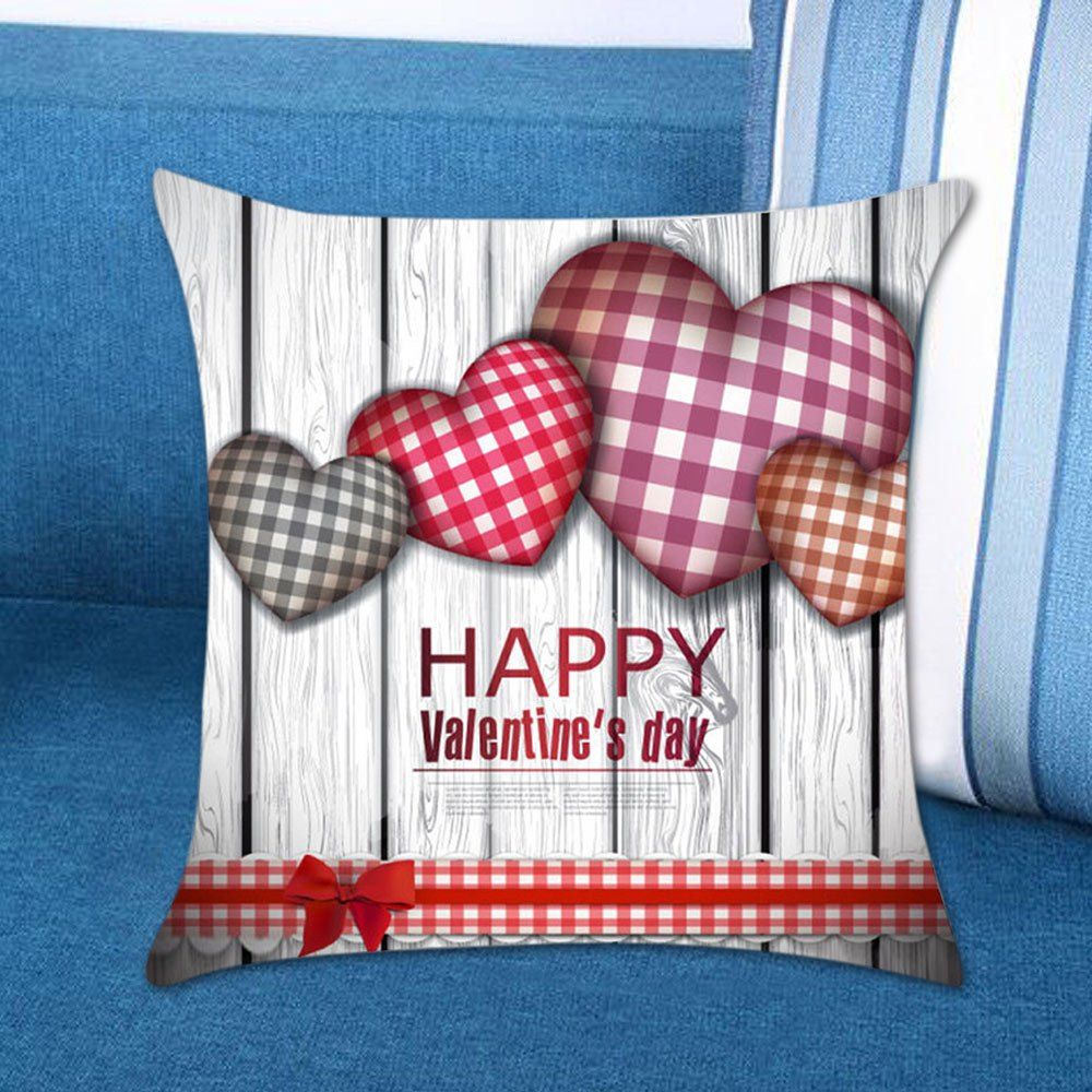 

Valentine Theme Lovely Heart Printed Linen Pillow Case, Colorful