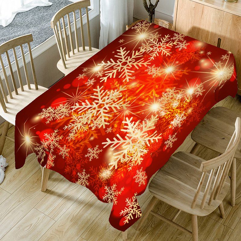 

Christmas Snowflakes Print Fabric Dining Table Cloth, Colorful