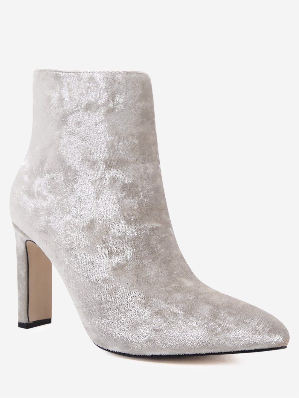 stylish velvet chunky high heel boots