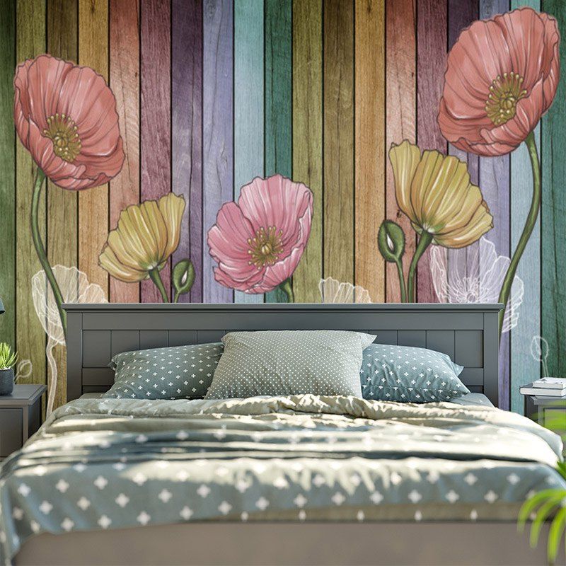 

Flower and Wood Board Pattern Wall Hanging, Wood color
