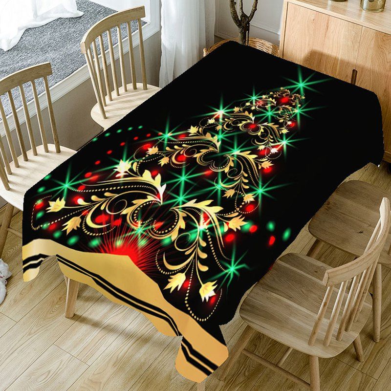71 Off Shiny Christmas Tree Printed Decorative Table Cloth Rosegal